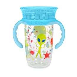 48 Wholesale Nuby NO-Spill Edge 360 Printed Cup  With Removable Handle. 10 Oz/300 Ml/ Space Alien