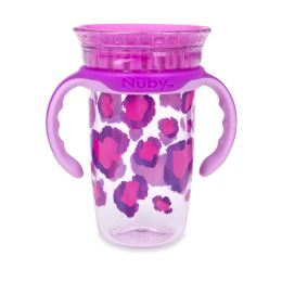48 Wholesale Nuby NO-Spill Edge 360 Printed Cup  With Removable Handle. 10 Oz/300 Ml/leopard