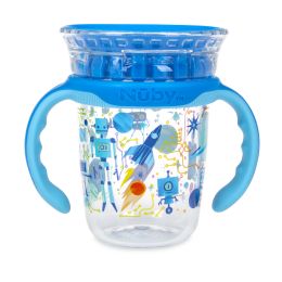 48 pieces Nuby NO-Spill Edge 360 Printed Cup  With Removable Handle/robots - Baby Accessories