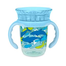 48 Wholesale Nuby NO-Spill Edge 360 Printed Cup  With Removable Handle//dolphins