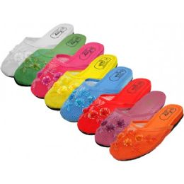 48 Wholesale Ladies' Pastel Mesh Slippers With Sequins