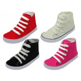 24 Pairs Children's Lace Up High Top Canvas Shoes - Toddler Footwear