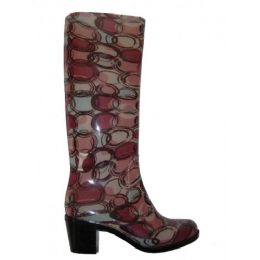 12 Units of Ladies Circle Pattern Rainboot With Heel - Women's Boots