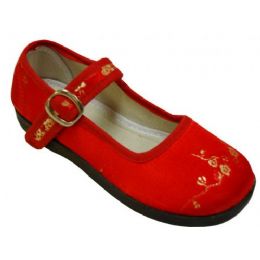 36 Pairs Girl Brocade Maryjane Red - Girls Shoes