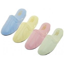 48 Wholesale Women's Close Toe Soft Vinyl Upper Heel House Slippers