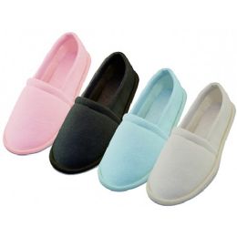 48 Wholesale Women's Cotton Terry Upper Close Toe And Close Back House Shoes