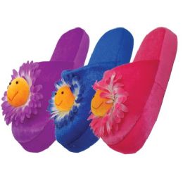 36 Wholesale Women's Daisy Plush Slippers