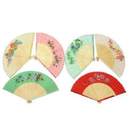 120 Pieces 10 Assorted Floral Print Silk Fans Pairs Per Ctn: - Costumes & Accessories