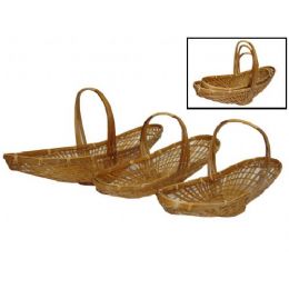 24 Wholesale Long Oval Bamboo Basket Set Of 3