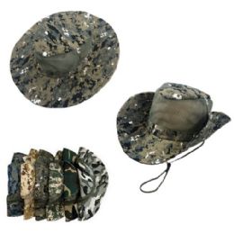24 Wholesale Assorted Camo Mesh Boonie Hat