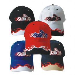 144 Wholesale Motorcycle Baseball Cap Assorted Colors