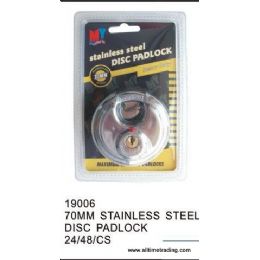 48 Pieces 70mm Stainless Steel Disc Padlock - Padlocks and Combination Locks