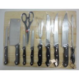24 Wholesale 11pc Kitchen Knife Set With Cutting Board