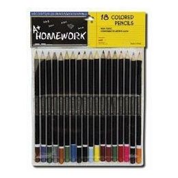 48 Wholesale Colored Pencils - 18 Pk - Black Barrel - Asst. Cls.