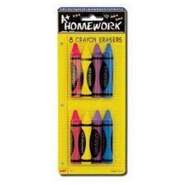 48 Wholesale Erasers -8 Pk - Novelty Crayon LooK- Asst. Cls.