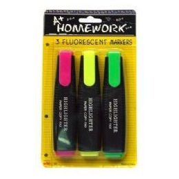 48 Wholesale Highlighter Markers - 3 Pk - Asst. Neon Colors