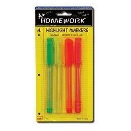 48 Wholesale Highlighter Markers - 4 Pk - Fine Point - Asst. Neon Colors