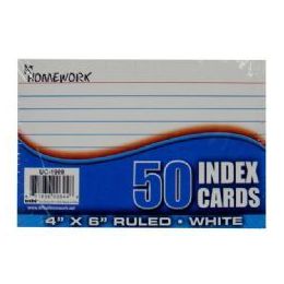 48 Wholesale Index Cards - Ruled - 4 X 6 - 50 Ct - Poly Wrapped