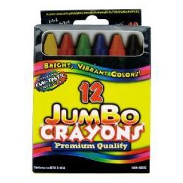 48 Pieces Jumbo Crayons - 12 Pk - Hang Bag - Asst. Cls. - Chalk,Chalkboards,Crayons