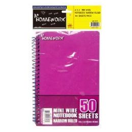 48 Pieces Mini Wire Homework NotebooK- 6 X 4- 50 Sheets Nr - 3pk Hang Bag - Notebooks