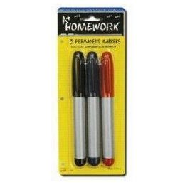48 Wholesale Permanent Markers - 3 Pk - Black, Blue, Red - Inks