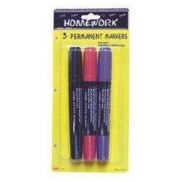 48 Wholesale Permanent Markers - Twin Tip - 3 Pk - Black,blue - Inks