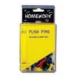 48 Pieces Push Pins - 80ct.- Asst.colors - Plastic Boxed - Push Pins and Tacks