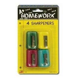 48 Wholesale Sharpeners - Pencil - Rectangular - 4 Pack