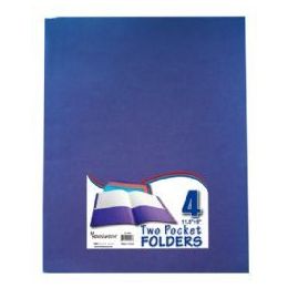 48 Wholesale Two Pocket Folders -8.5 X 11 - Asst.colors -4 Pack Bag