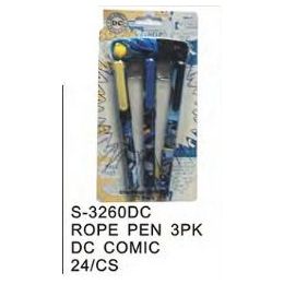 96 Pieces Dc Comics Pens On A Rope 3 Pack - Licensed School Supplies