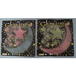 72 Units of Glow In The Dark Moon And StarS-Colors - Stickers