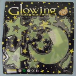 96 Units of Glow In The Dark Moon And StarS-Man In The Moon - Stickers