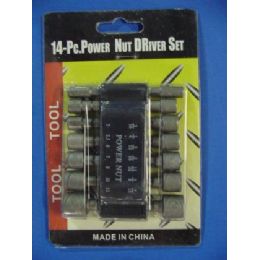 24 Sets 14pc Power Nut Driver Set - Drills and Bits