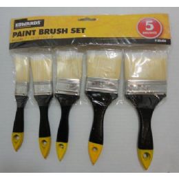 96 Wholesale 5pc Painbrush SeT--Wood Handle
