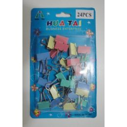 72 Wholesale 24pc Colored Binder Clips