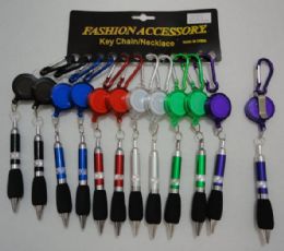 48 Wholesale 3.5" Retractable Ink Pen Key Chains