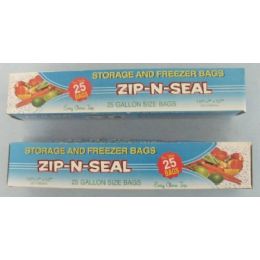 72 Wholesale 25pc Zip N Seal Gallon Bags