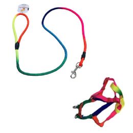 48 Wholesale Rainbow Dog Harness With 48" Leash [smalL-Thin]