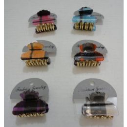 72 Wholesale 1.5" Mini Claw ClipS-Plaid