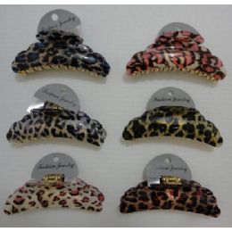 72 Units of 5" Claw CliP-Leopard Print - Hair Accessories