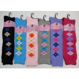 12 Pairs Ladies KneE-High Argyle Socks 9-11 - Womens Knee Highs
