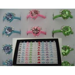200 Units of Adjustable RinG-Heart Shaped With 7 StoneS-Small - Rings