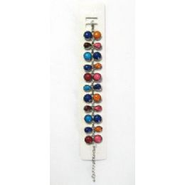 72 Wholesale BraceleT-Multicolor Round & Teardrop Stones