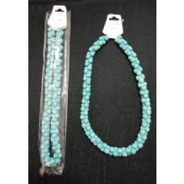72 Wholesale NecklacE-Turquoise 3pt Beads