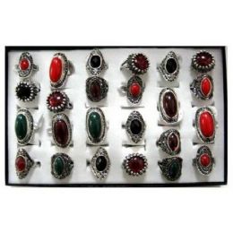 216 Wholesale RingS-Red/green/brown Stone