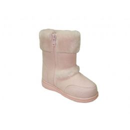 24 Wholesale Pink Microsude Plush Boots