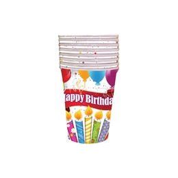 144 Wholesale Happy Birthday Candles With Balloons Cups - 8 Ct.