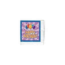 144 Wholesale Birthday Balloon Beverage Napkins - 16 Ct.