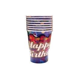 24 Wholesale Happy Birthday Tie Dye Cups - 8 ct