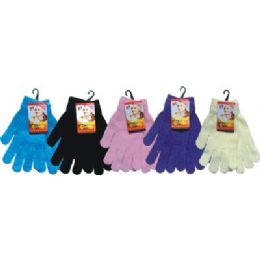 48 Wholesale Ladies Chenille Glove Asst Colors